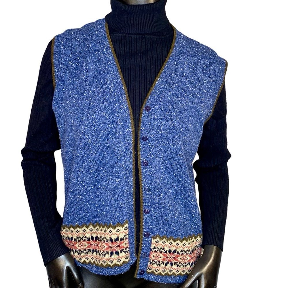 Kathy Ireland Vintage Knit Vest Women's Size Medium Button Down